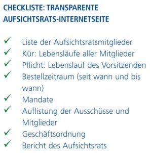 Checkliste 3: Transparente Aufsichtsrat-Internetseite