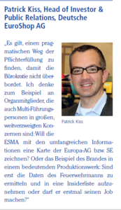 Patrick Kiss zur MAR