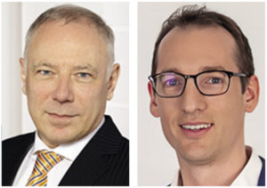 Mag. Harald Seisenbacher (links) ist Relationship Management Issuer der OeKB CSD GmbH, Christian Steinlechner, MA, Senior OeKB &gt; ESG Data Hub Manager bei der Oester-reichischen Kontrollbank (OeKB).