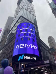 Ankündigung des Abivax-Listings auf der Nasdaq MarketSite (Times Square, New York City). Copyright: Abivax