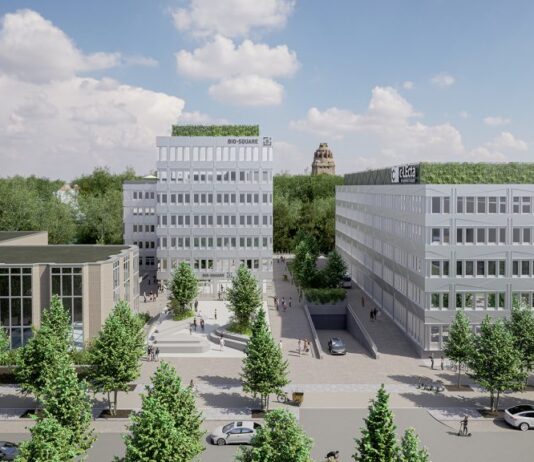 Richtfest für „BioSquare Leipzig“ BioSquare Leipzig - Planungsansicht. Copyright: https://www.biosquare-leipzig.com/