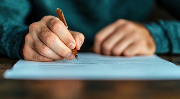 Symbolbild "contract". (A relieved entrepreneur receiving an insurance claim payout after business disruption, symbolizing resilience and recovery). Copyright: Wararat - stock.adobe.com
