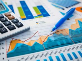 Financial charts showing trends, a calculator, and a blue pen. Perfect for money and financial stock photos. Copyright: Mark - stock.adobe.com