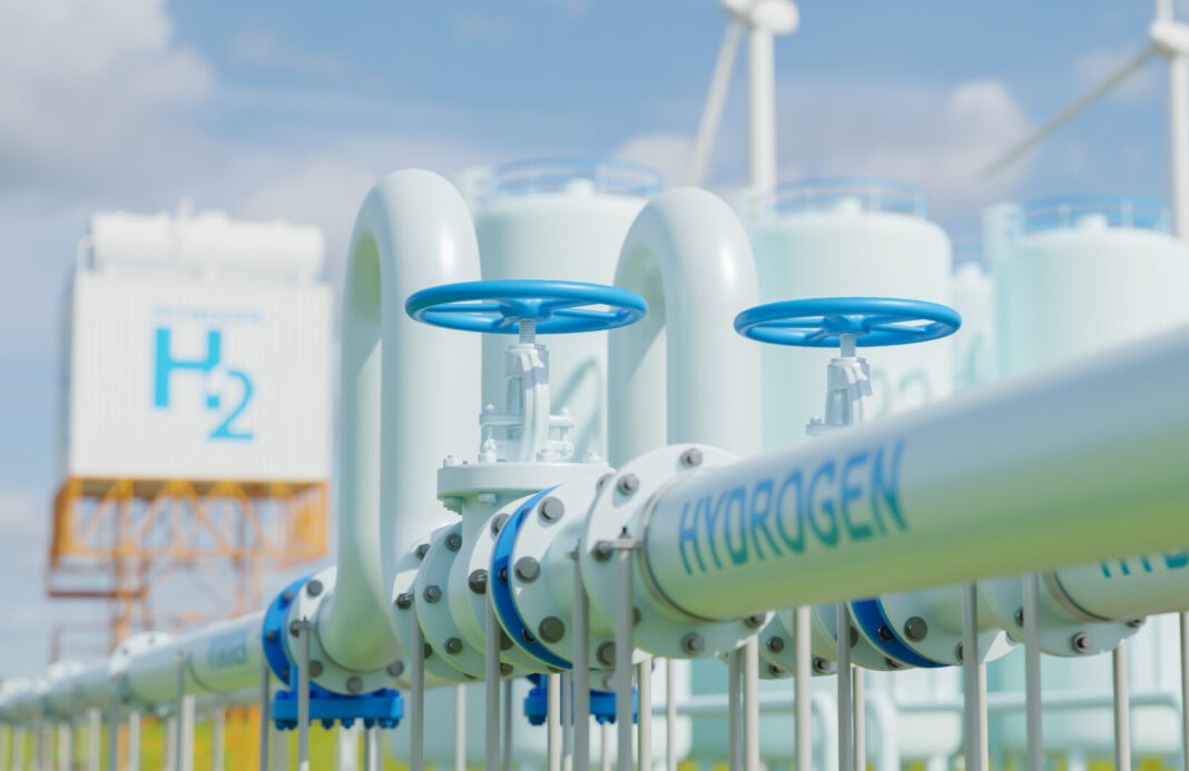 Symbolbild. hydrogen pipeline of energy sector towards to ecology,carbon credit,Clean Energy,secure,carbon neutral,transformation,solar,power plant and energy sources balance to replace natural gas.3d rendering. Copyright: Yingyaipumi - stock.adobe.com