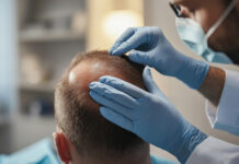 Symbolbild: Doctor examining patient scalp for hair loss treatment. Copyright: ЮРИЙ ПОЗДНИКОВ. Generiert mit KI. stock.adobe.com
