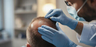 Symbolbild: Doctor examining patient scalp for hair loss treatment. Copyright: ЮРИЙ ПОЗДНИКОВ. Generiert mit KI. stock.adobe.com