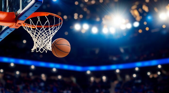 Basketball hoop and ball in the basket. Copyright: Sampa - stock.adobe.com