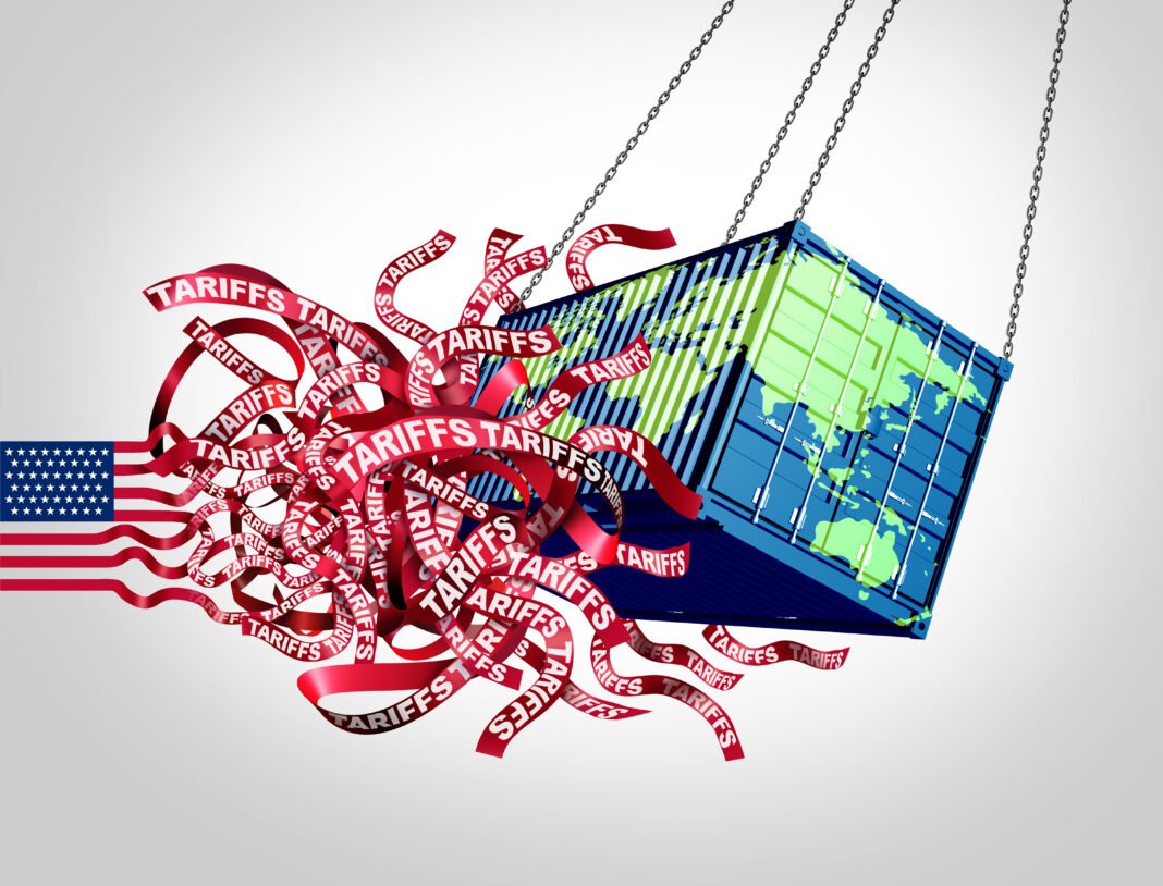 US Global Tariffs Crisis and United States Tariff confusion as an international trade war with American imports and exports tax on the globe as economic turmoil and uncertainty on world markets. Copyright: freshidea - stock.adobe.com