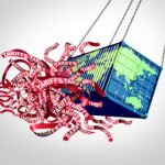 US Global Tariffs Crisis and United States Tariff confusion as an international trade war with American imports and exports tax on the globe as economic turmoil and uncertainty on world markets. Copyright: freshidea - stock.adobe.com