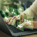 ESG environment social governance investment business concept. Women use a computer to analyze ESG, surrounded by ESG icons .close to the computer screen in business investment strategy concept. Copyright: Pcess609 - stock.adobe.com
