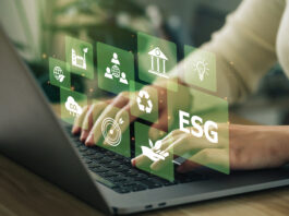ESG environment social governance investment business concept. Women use a computer to analyze ESG, surrounded by ESG icons .close to the computer screen in business investment strategy concept. Copyright: Pcess609 - stock.adobe.com
