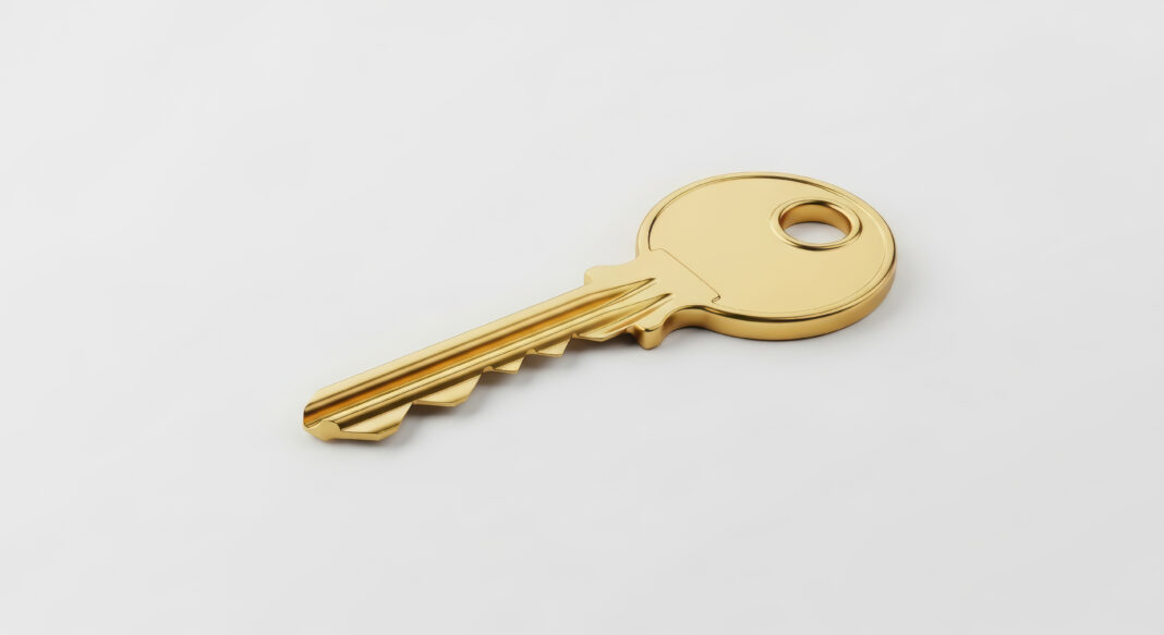 Symbolbild. Shiny golden key on a white background, symbolizing success, new opportunities, and important decisions. Copyright: Helena - stock.adobe.com