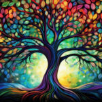 „Der Börsenzugang ist kein Exit“ Symbolbild. Magical Yggdrasil with Tree of Life with colorful branches wallpaper colorful leaf Mosaic art. Copyright: AstraNova - stock.adobe.com