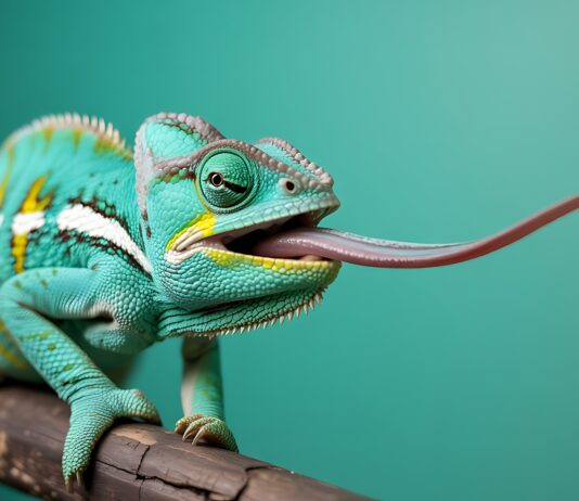 Proxygen erweitert Plattform: Von Proteinabbau zu breiterer Proximity-Strategie Symbolbild. A close-up photograph captures a green chameleon with its tongue out on a branch. Copyright: Akhi - stock.adobe.com