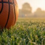 Deutsche Biotechaktien im Frühjahr: unspektakulär solide Symbolbild. Basketball resting on green grass field at sunrise. Copyright: Alex Pios - stock.adobe.com