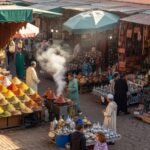 Über LinkedIn hinaus: Erschließung der GCC-/MENA-Märkte für europäische Life-Sciences-Unternehmen Symbolbild. Spice market stall in traditional moroccan souk with people. Copyright: Fury's Studio ;) - stock.adobe.com
