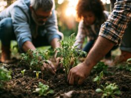 European Life Sciences Coalition: Europas Investoren richten den Blick nach Brüssel Symbolbild "Gartenarbeit". (Family planting a garden together in the soft light of dawn.) Copyright: Atifmurtaza - stock.adobe.com