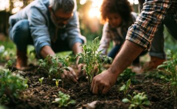 European Life Sciences Coalition: Europas Investoren richten den Blick nach Brüssel Symbolbild "Gartenarbeit". (Family planting a garden together in the soft light of dawn.) Copyright: Atifmurtaza - stock.adobe.com