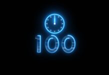 Symbolbild. Neon countdown clock illustration. Time 100 days to go symbol. Copyright: Positive Thinking - stock.adobe.com