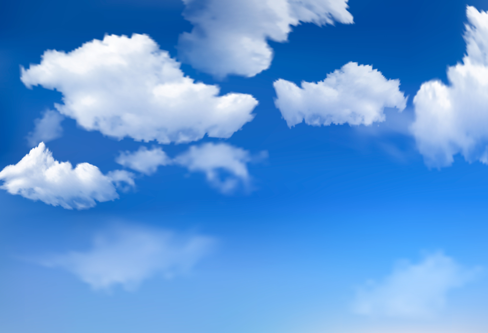 Blue sky with clouds. Vector background.