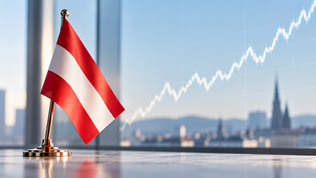 Austrian Flag Over Rising Markets